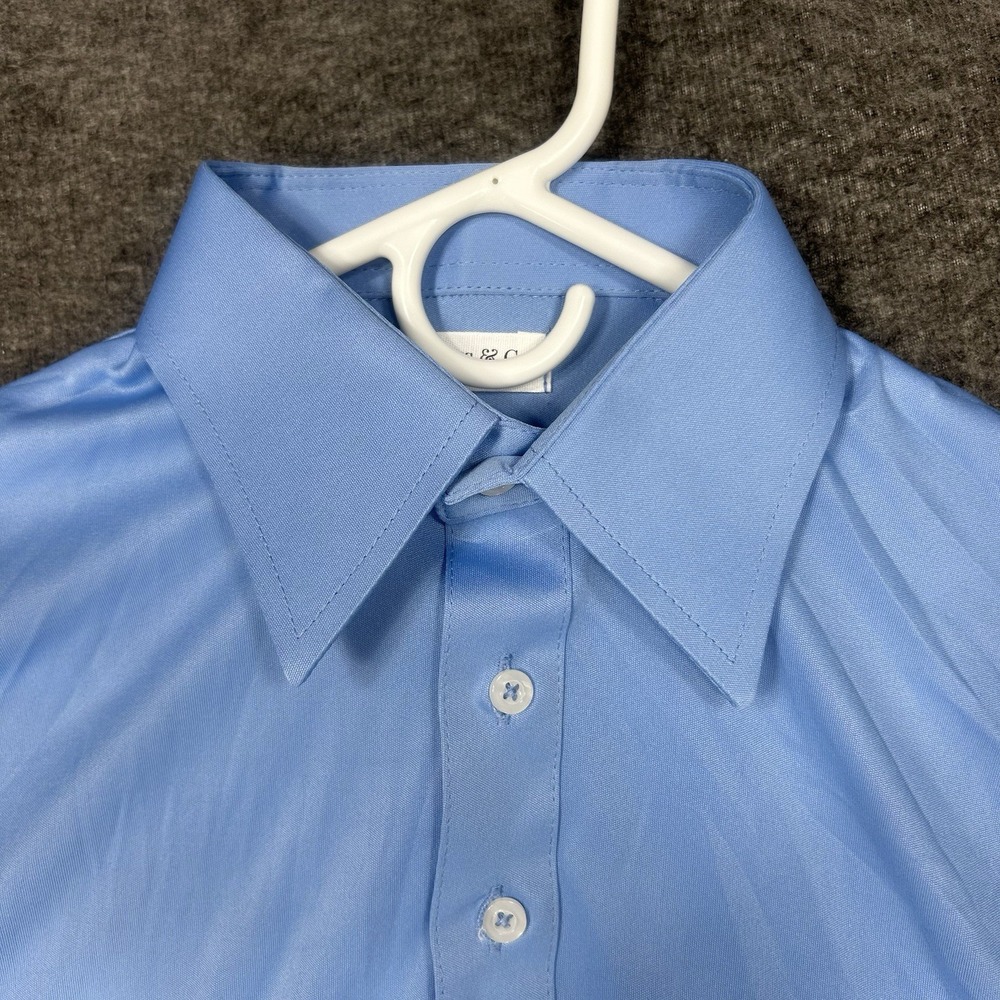Collars‎ and Co Polo shirt Mens S Blue Solid Stretch Point Dress Collar